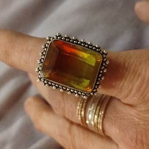 Fire Opal set in Sterling 925 sz 8.5